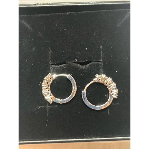 Cate & Chloe Bethany 18k White Gold Plated Hoop Crystal Earrings NEW - Picture 6 of 7